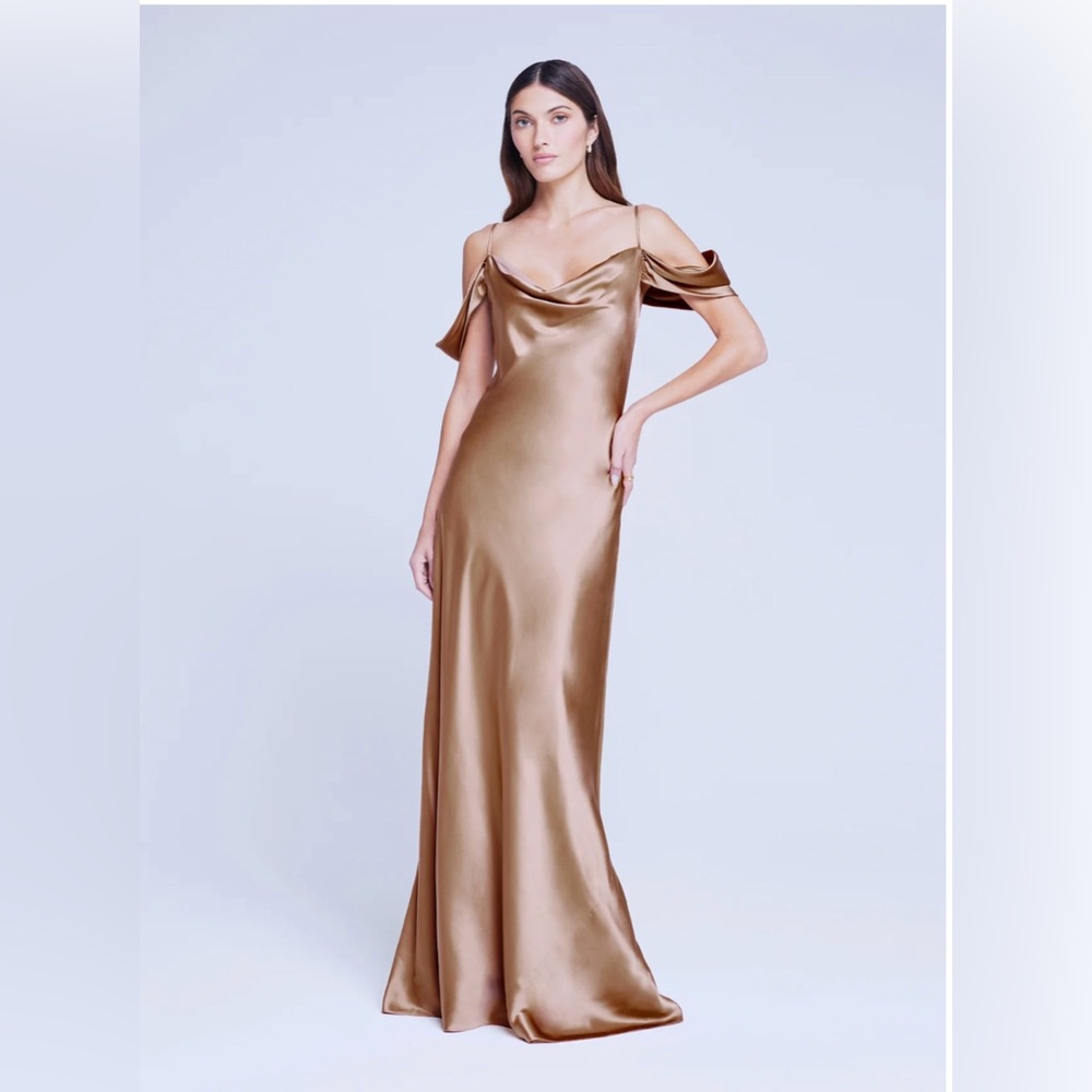 L’Agence Kendra Cowl Neck Cold Shoulder Dress